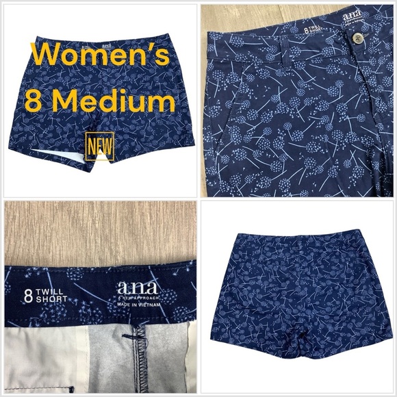 Women's a.n.a JCP 8 M Medium Shorts Navy Blue Chino Khakis Twill Stretch NWOT - Picture 1 of 8